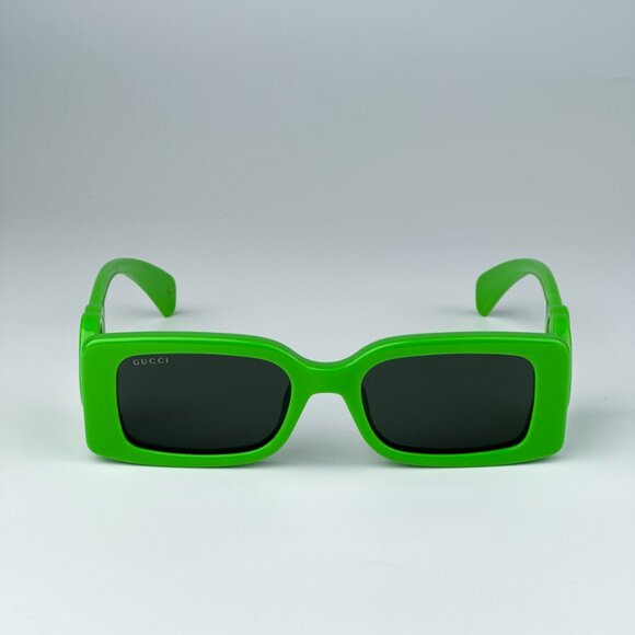 Gucci GG1325S 009 BRAND NEW Sunglasses Acid Green Grey Rectangle Unisex - Picture 7 of 12